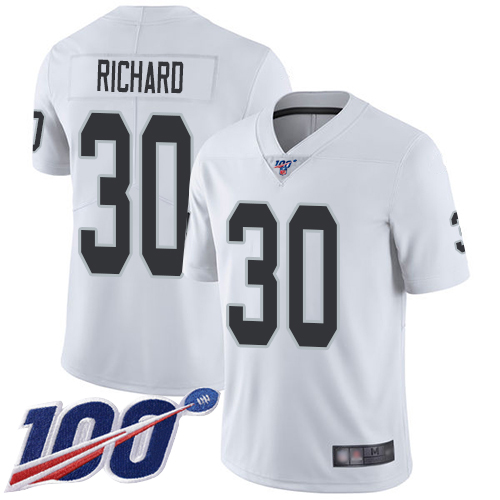 Men Oakland Raiders Limited White Jalen Richard Road Jersey NFL Football #30 100th Season Vapor Jersey->nfl t-shirts->Sports Accessory